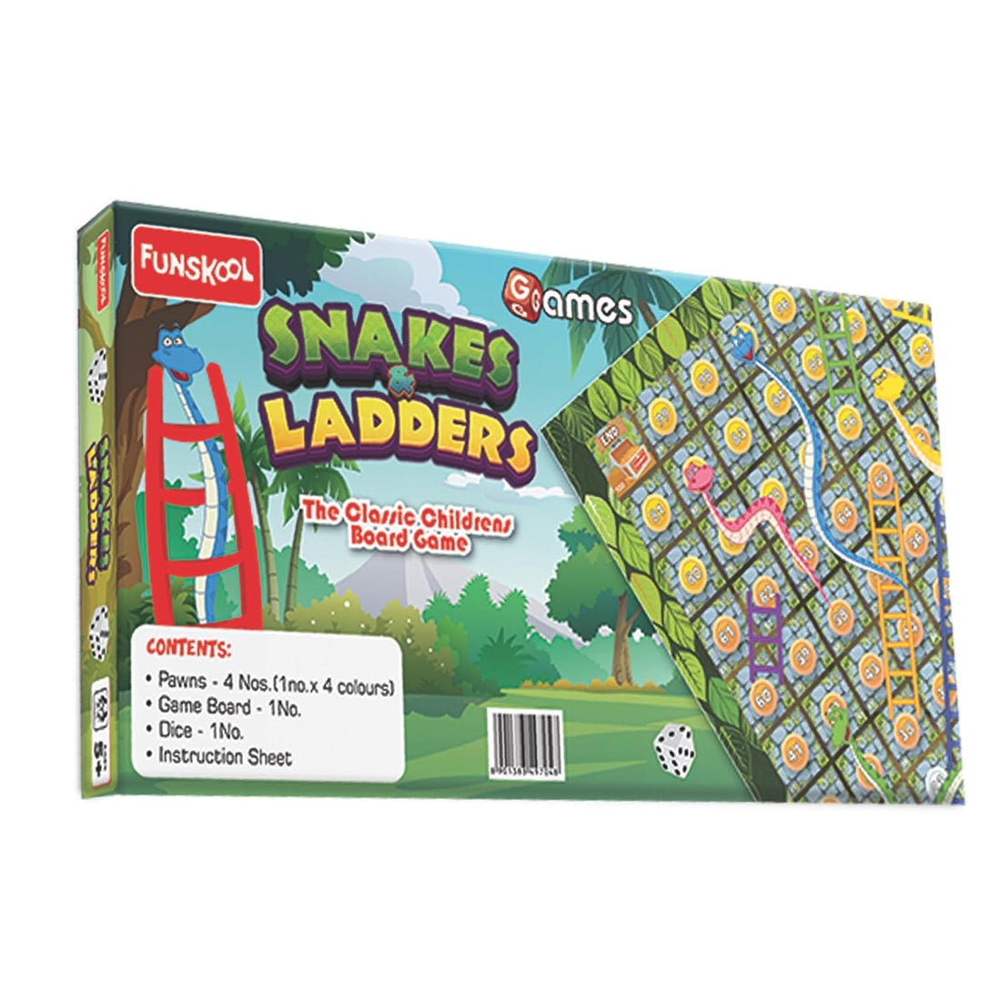 Funskool Snake & Ladders Board Game for Kids & Families | Educational Strategy Game | 2–4 Players | Age 5+ Years
