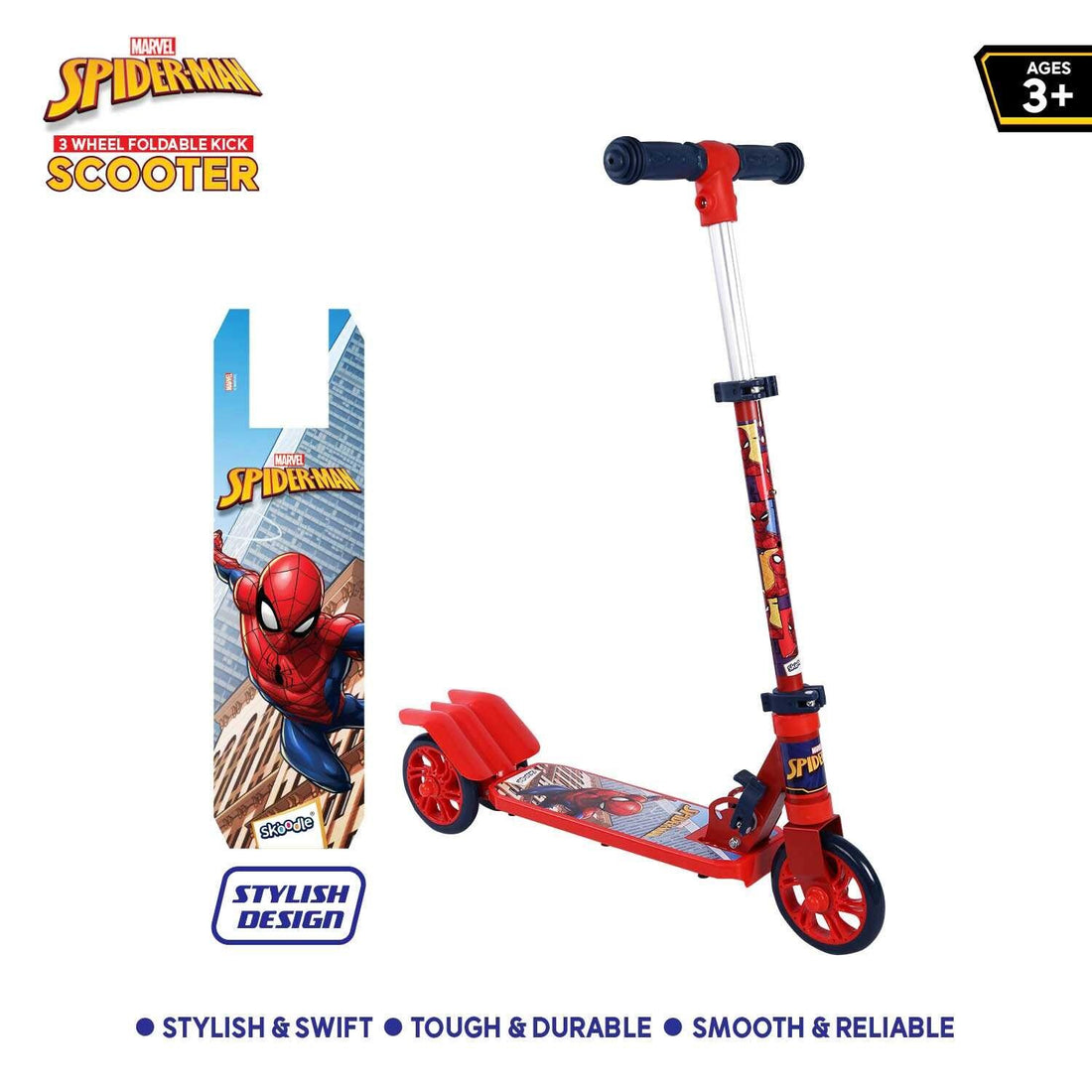 Spiderman 3 Wheel Foldable Kick Scooter
