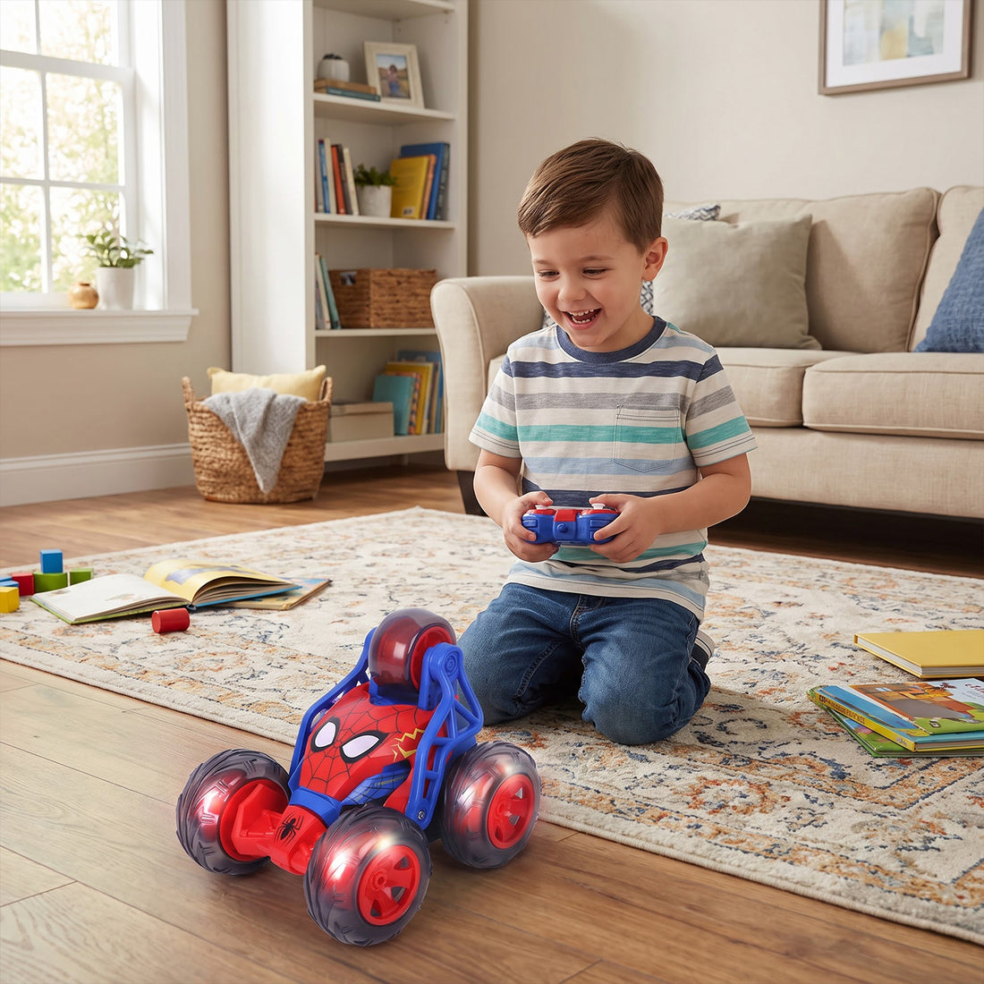 Marvel Spiderman Five-Wheel Storm Spinner Remote Control RC Car