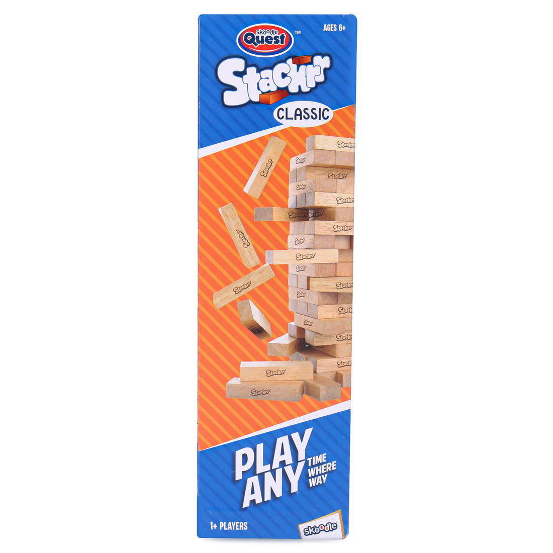SKOODLE Quest Stackrr Classic |  Hardwood Blocks (3" x 1" x 0.6")| 54 Pieces