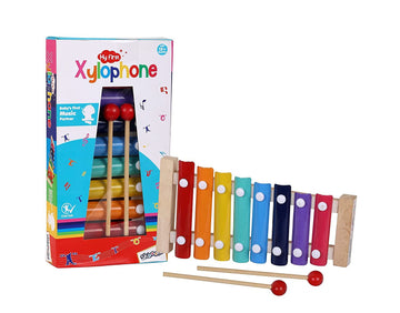 Skoodle My First Xylophone For Kids And Toddlers With Harmonica, Best Educational Musical Instrument With Wooden Mallets For Boys And Girls, Best For Birthday Gifts (1 Wooden Xylophone + 2 Wooden Sticks)