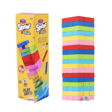 SKOODLE Quest Stackrr Colour | 54 Colored Hardwood Blocks (3" x 1" x 0.6")