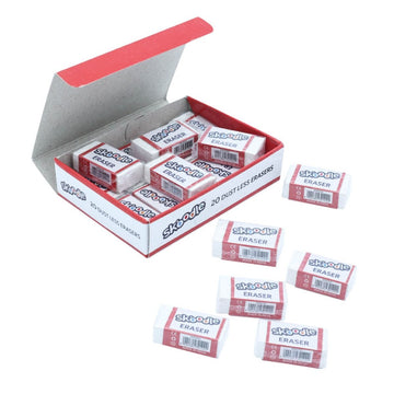 Skoodle Dustless White Eraser Display Pack Of 20 Pcs