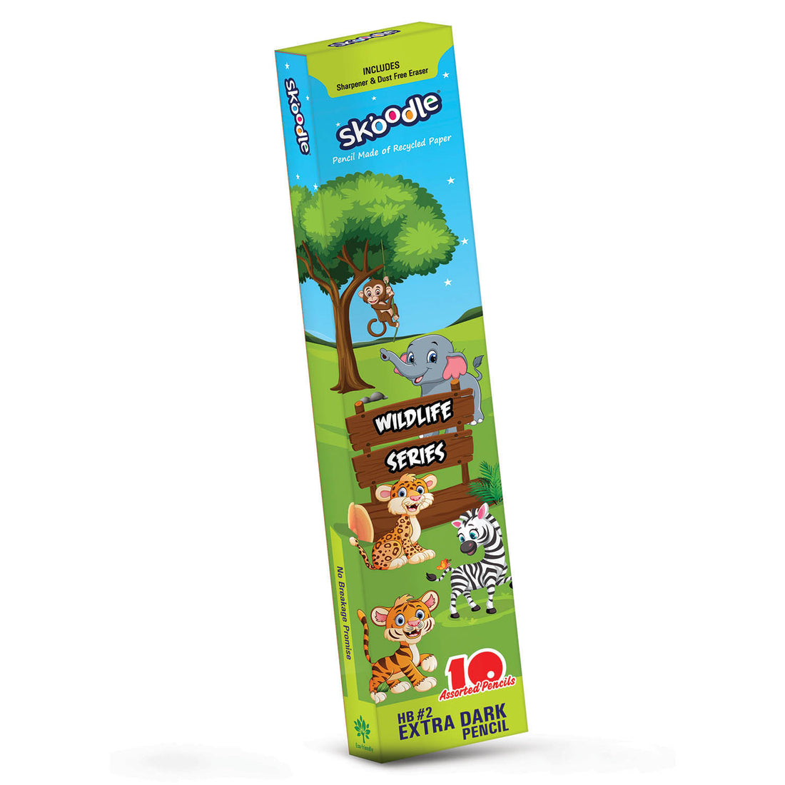 SKOODLE Wildlife Series Paper Pencil Set of 20 Boxes with Eraser & Sharpener