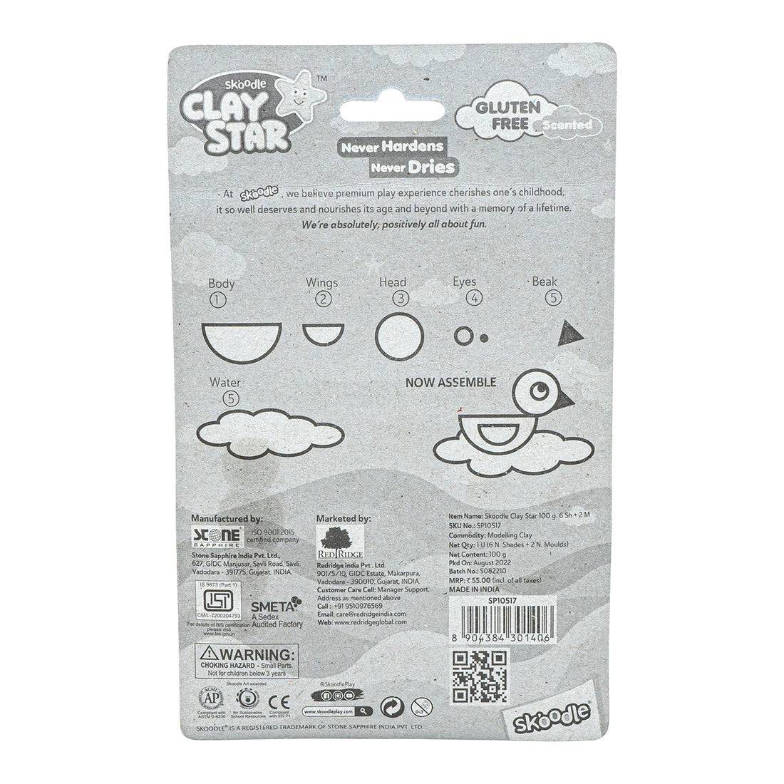 Skoodle Clay Star 100G Scented Clay Comes With 6 Shades + 2 Moulds, Gluten Free