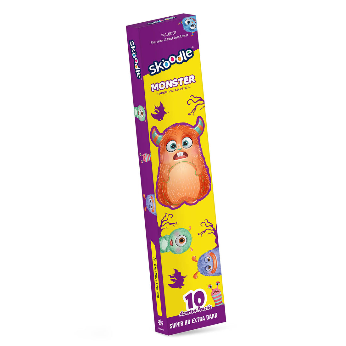 SKOODLE Monster Series Paper Pencil Set of 3 with Eraser & Sharpener