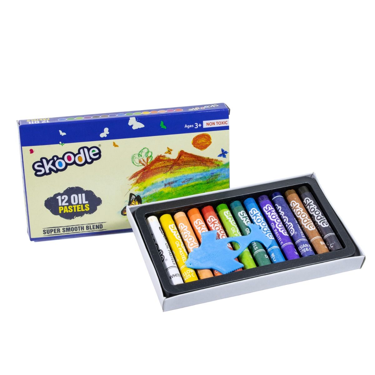 Skoodle 12 Shades Oil Pastels With Free Scrapping Tool