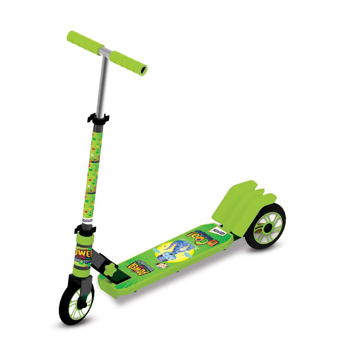 Skoodle Power Play Jungle Friends - Cool Dinosaur 3 Wheel Kick Scooter (Green)