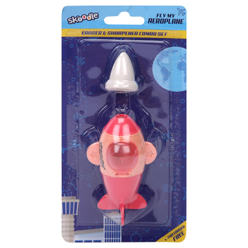 Skoodle Fly My Aeroplane Eraser & Sharpener Set with Xtra Eraser