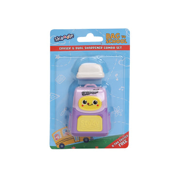 Skoodle Bag to School Eraser & Dual Sharpener Set with Xtra Eraser
