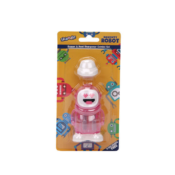 Skoodle Naughty Robot Eraser & Dual Sharpener Set with Xtra Eraser