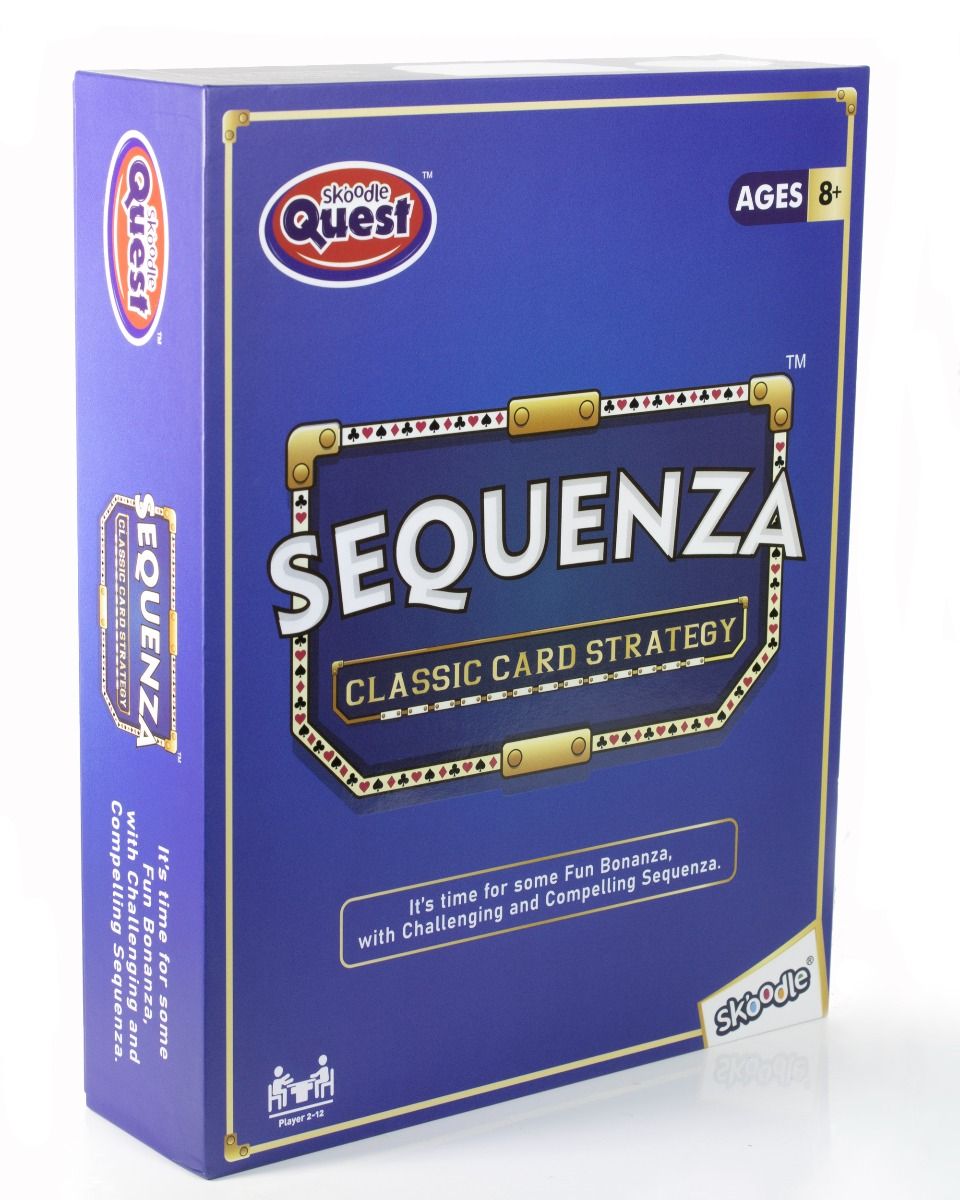 Skoodle Quest Sequenza Classic Card Strategy Game, Includes Large Game Board, Sequenza Cards And Premium Marker Chips With Carry Pouch