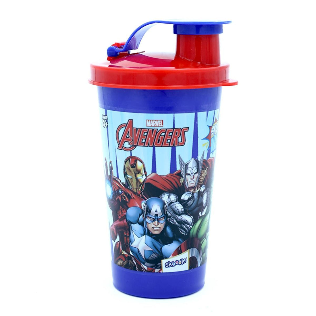 Skoodle Marvel Avengers Tumbler Sipper Cup, Cute Water Bottle With Lid, Food Grade Plastic, Leak Proof, Bpa Free, 300 Ml With Surprise Gift Inside.