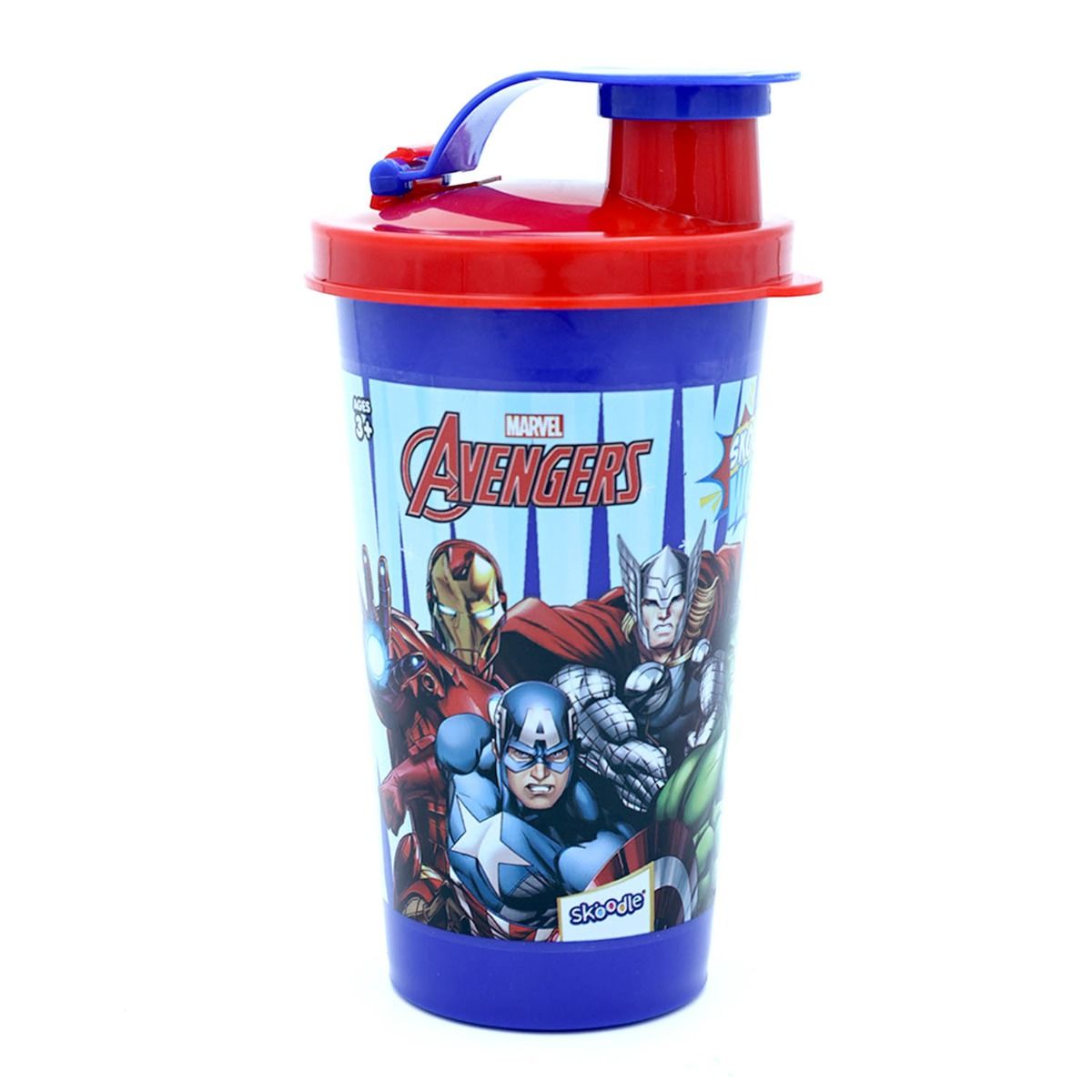 Skoodle Marvel Avengers Tumbler Sipper Cup, Cute Water Bottle With Lid, Food Grade Plastic, Leak Proof, Bpa Free, 300 Ml With Surprise Gift Inside.