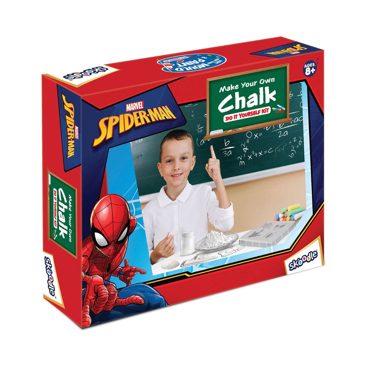 Skoodle Spiderman Make Your Own Shaped Chalks, Educational Diy Activity Toy Kit For Ages 6+, Creative Learning Games For Growing Children