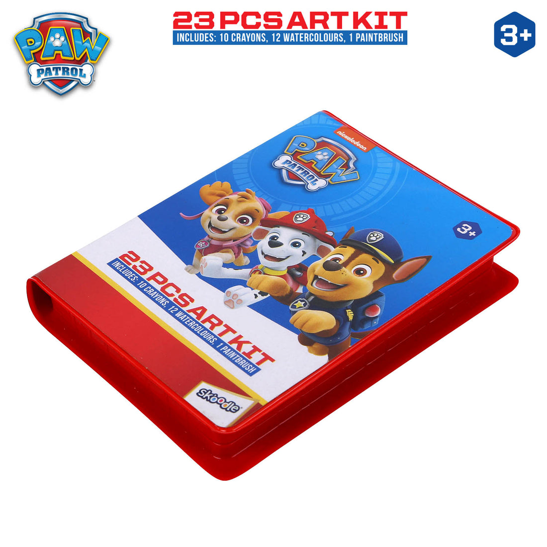 SKOODLE PAW Patrol 23 PCS Art Kit | Crayons, Watercolours & Paint Brush | Kids Colouring Set | 3+ Years