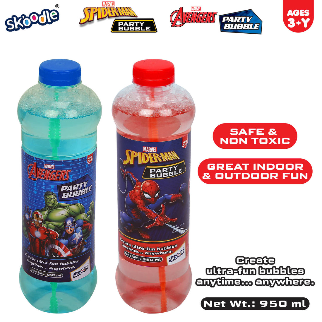 Marvel Avengers & Spiderman Party 950ml Bubble Solution (Pack Of 2)