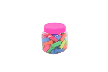 Skoodle Nifty Triangular Neon Erasers – 50 PCS Jar