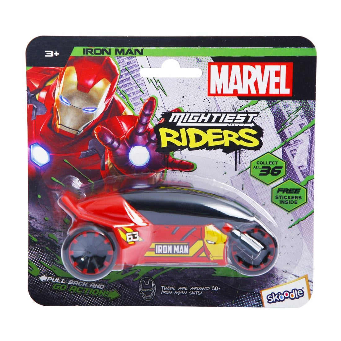 Skoodle Marvel Pull-Back Rider Bike - Iron Man (Im)