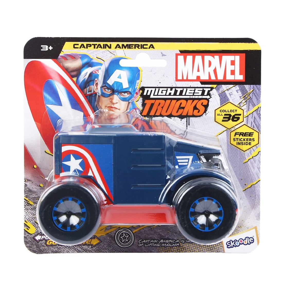 Skoodle Marvel Pull-Back Monster Truck - Captain America (Ca)