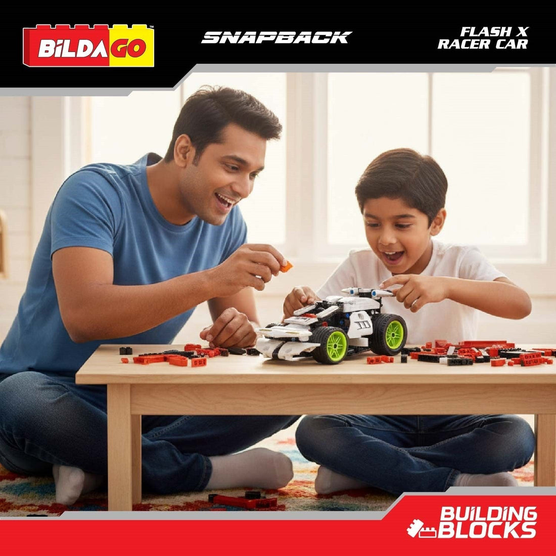 Bildago Snapback Racers - Flash X (SP13436) - Pull back Racer Car (198 PCS)