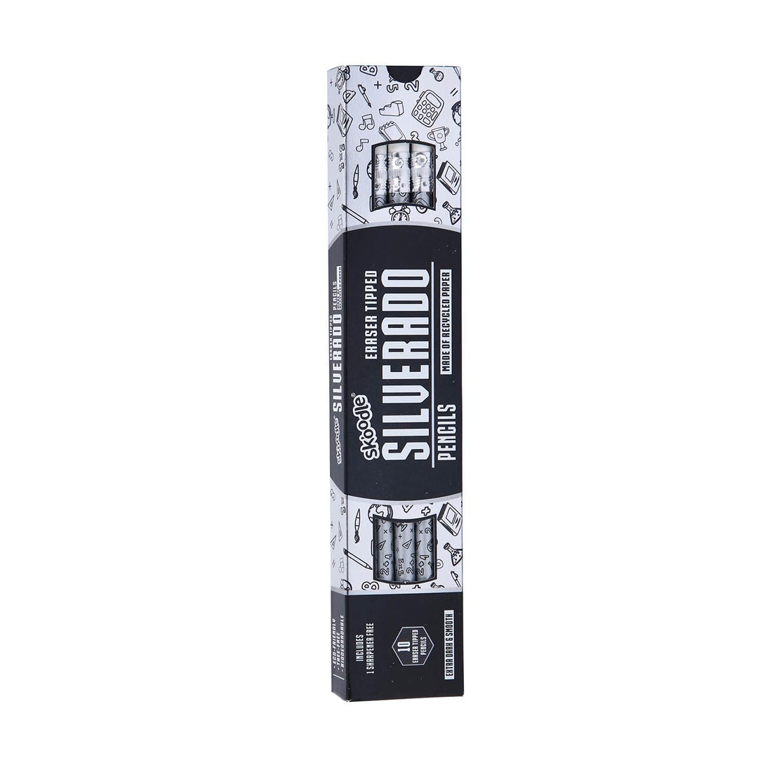 SKOODLE Silverado Rubber Tip Pencils Pack of 5 with Sharpener