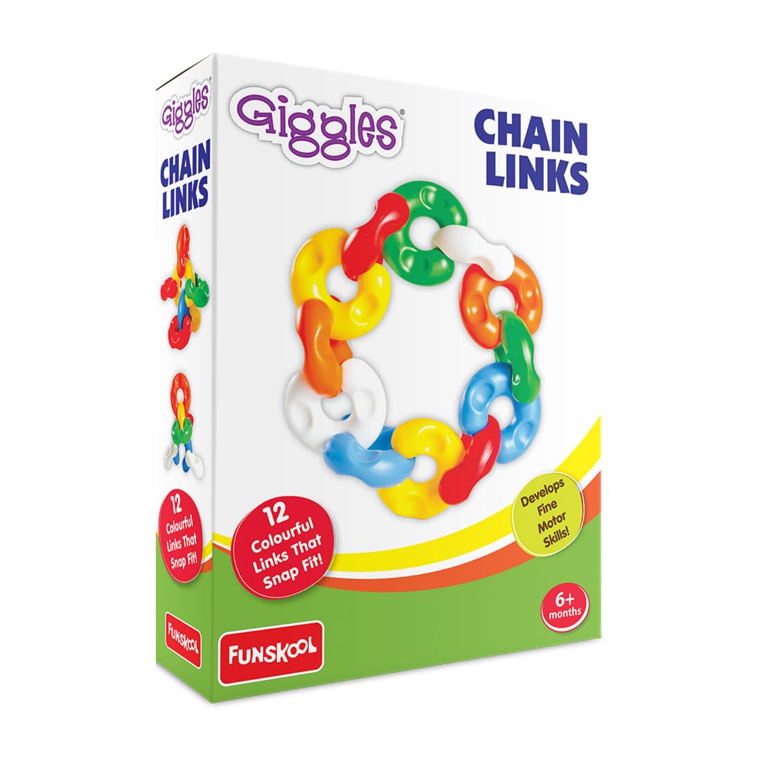 Funskool Giggles Chain Links Building Blocks for Kids | Interlocking Educational Construction Toy | Multicolour | 6 Months+