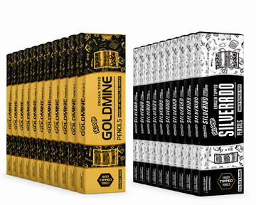 GOLDMINE & SILVERADO Paper Pencil Combo Pack – 20 Boxes | 10 GOLDMINE + 10 SILVERADO | Paper Pencils for School, Office & Drawing