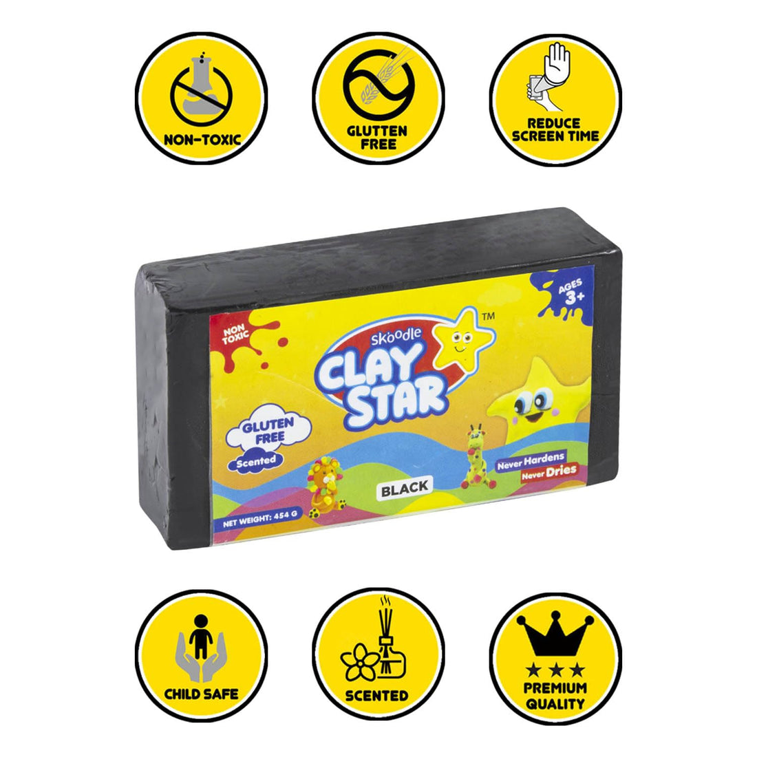 Skoodle Clay Star - 454 Gm (Black)