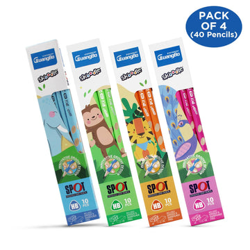SKOODLE Guangbo Spot Grooved Pencils Assorted Colors Pack of 4