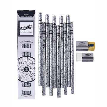 SKOODLE Metallic Pencils with Eraser & Sharpener (PDQ Pack of 5)
