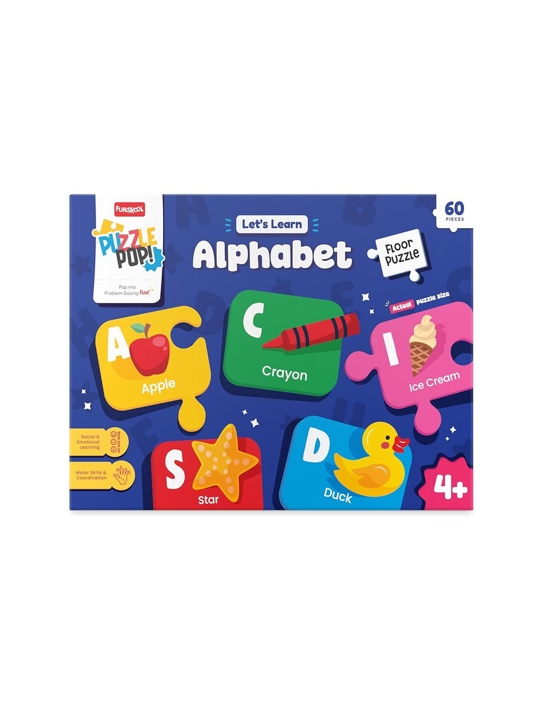 Funskool Play & Learn Alphabet Puzzle | 60-Piece Educational Learning Toy for Kids | Age 3+ Years