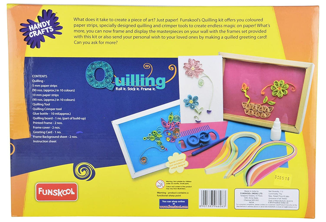 Funskool Handycrafts Quilling Art & Craft Kit | DIY Quilling Artwork Set for Kids | Creative Craft Activity | Age 7+ Years