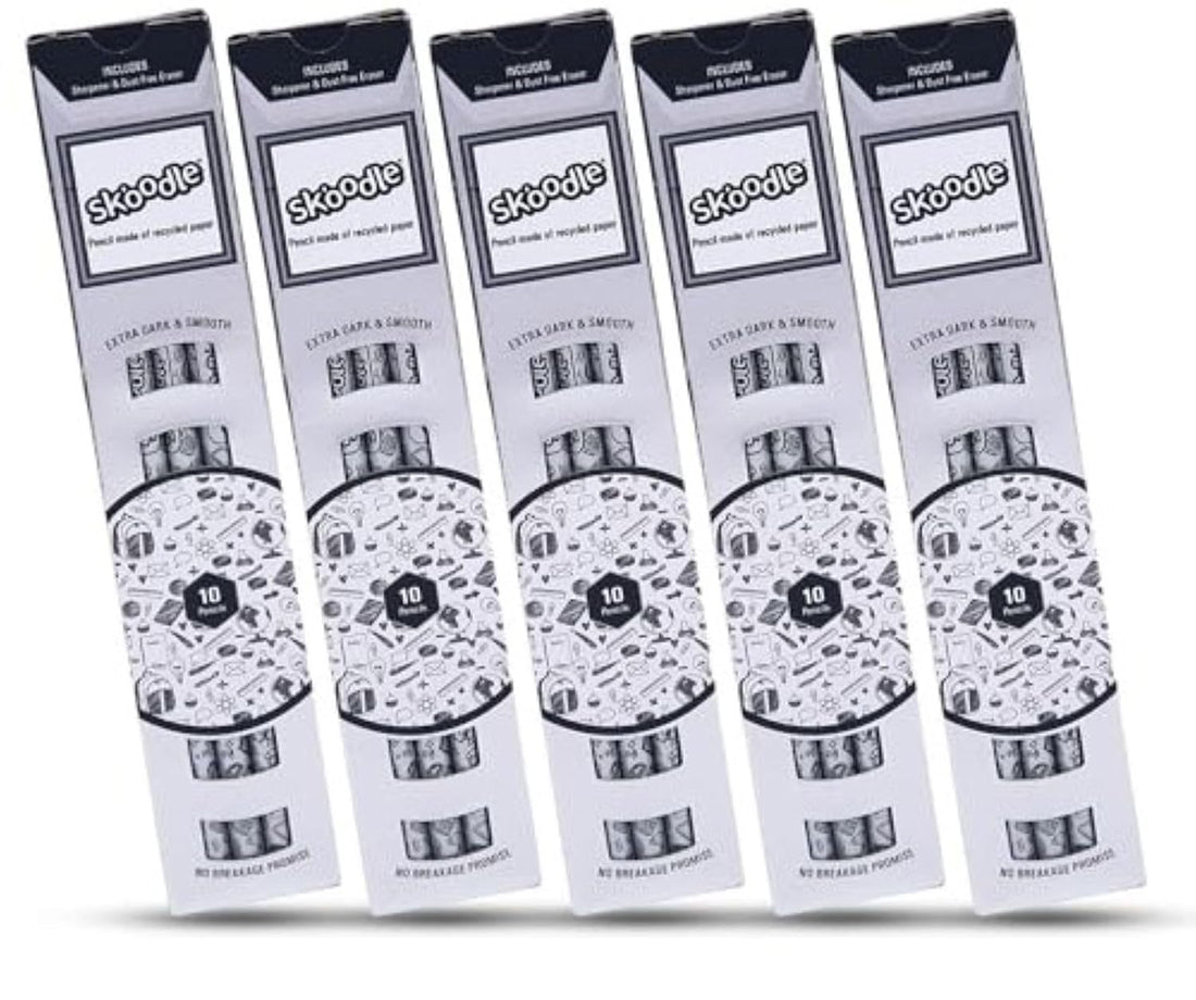 SKOODLE Metallic Pencils with Eraser & Sharpener (PDQ Pack of 5)