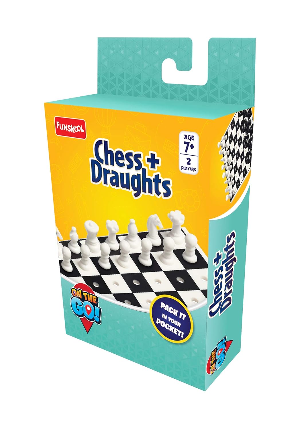 Funskool Travel Chess & Draughts Board Game | Portable Strategy Game for Kids & Families | 2 Players | Age 7+ Years
