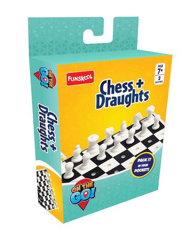 Funskool Travel Chess & Draughts Board Game | Portable Strategy Game for Kids & Families | 2 Players | Age 7+ Years