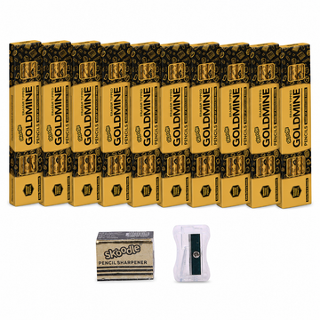 SKOODLE GOLDMINE Eraser-Tipped Pencil Set of 10 Boxes with Free Eraser & Sharpener