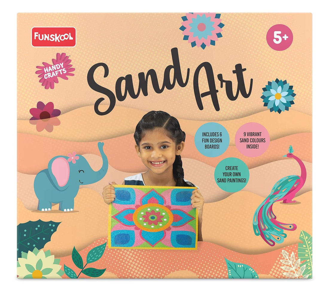 Funskool Handycrafts Sand Art Kit | 6 Creative Sand Art Designs | DIY Arts & Crafts Set for Kids | Age 5+ Years
