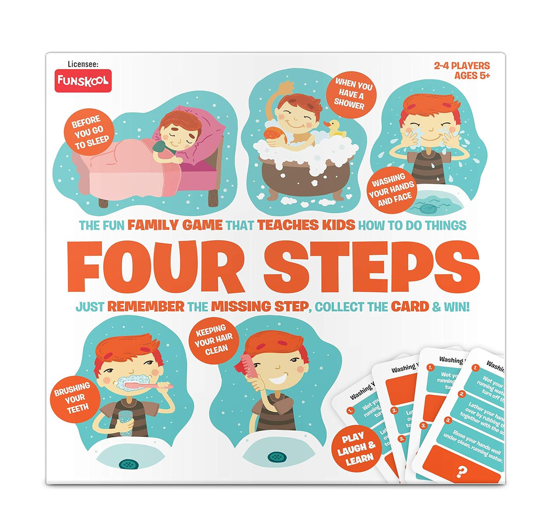 Funskool Four Steps Daily Routine Board Game for Kids | Fun Learning Family Game | Multicolour