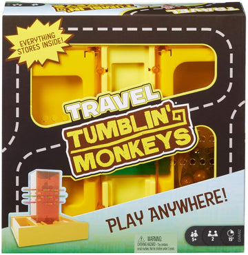 Mattel Travel Tumblin' Monkeys Board Game | Portable Family Strategy Game | 2–4 Players | Age 5+ Years