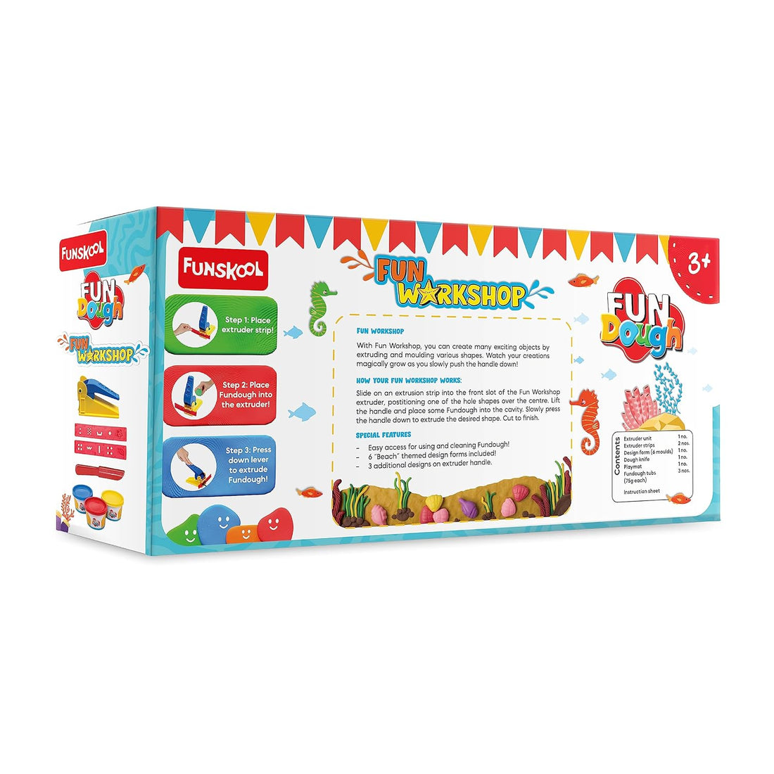 Funskool Fundough Bumper Dough Kit for Kids | 3 Colour Dough Tubs (75g Each) | Creative Play Set | Age 3+ Years