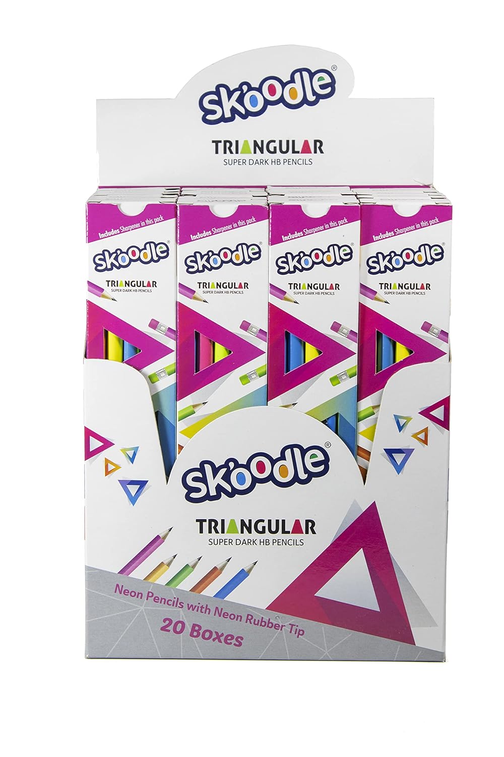 SKOODLE Neon Paper Pencils with Eraser Tip Combo Pack of 20