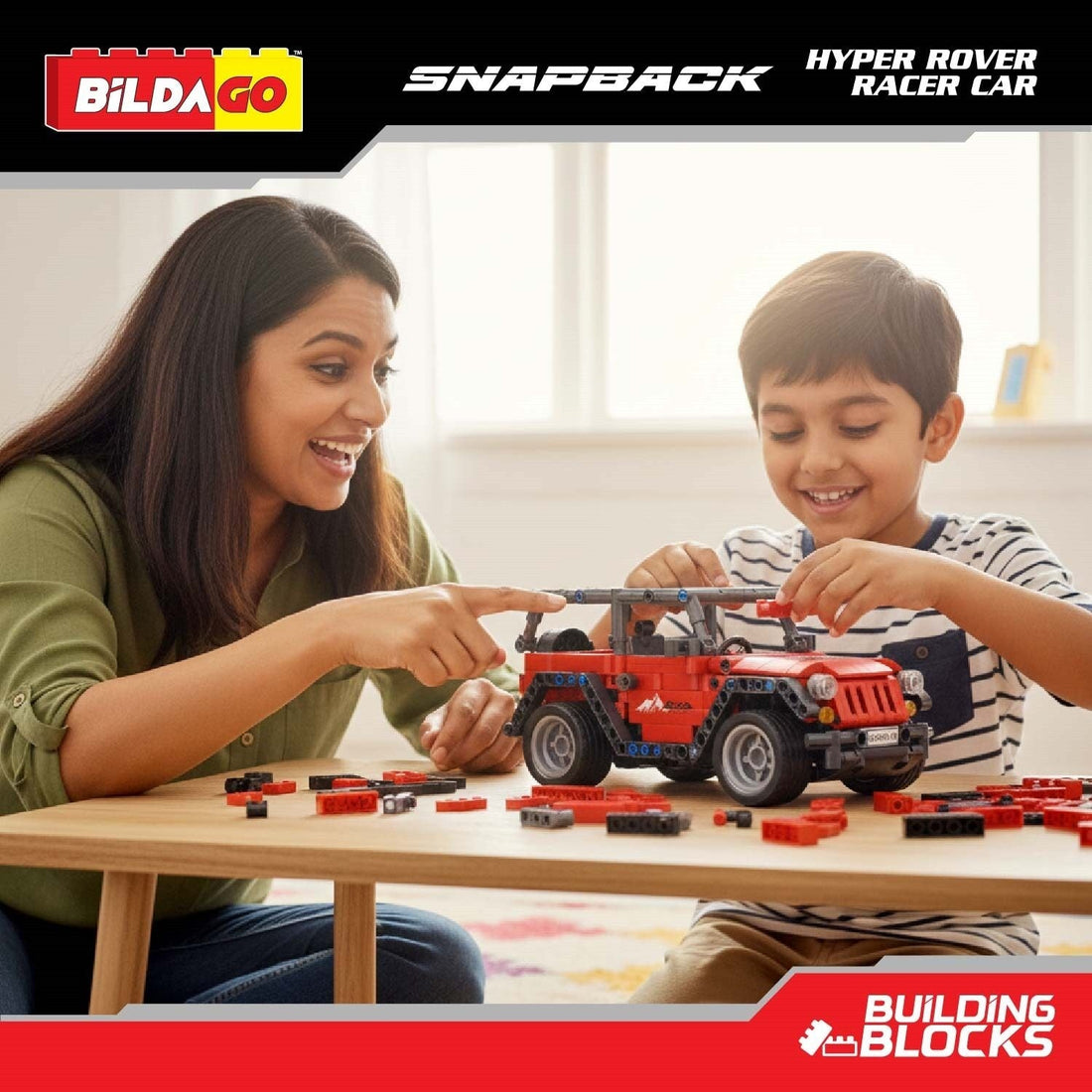 Bildago Snapback Racers - Hyper Rover (SP13444) - Pull back Racer Car (477 Pcs)