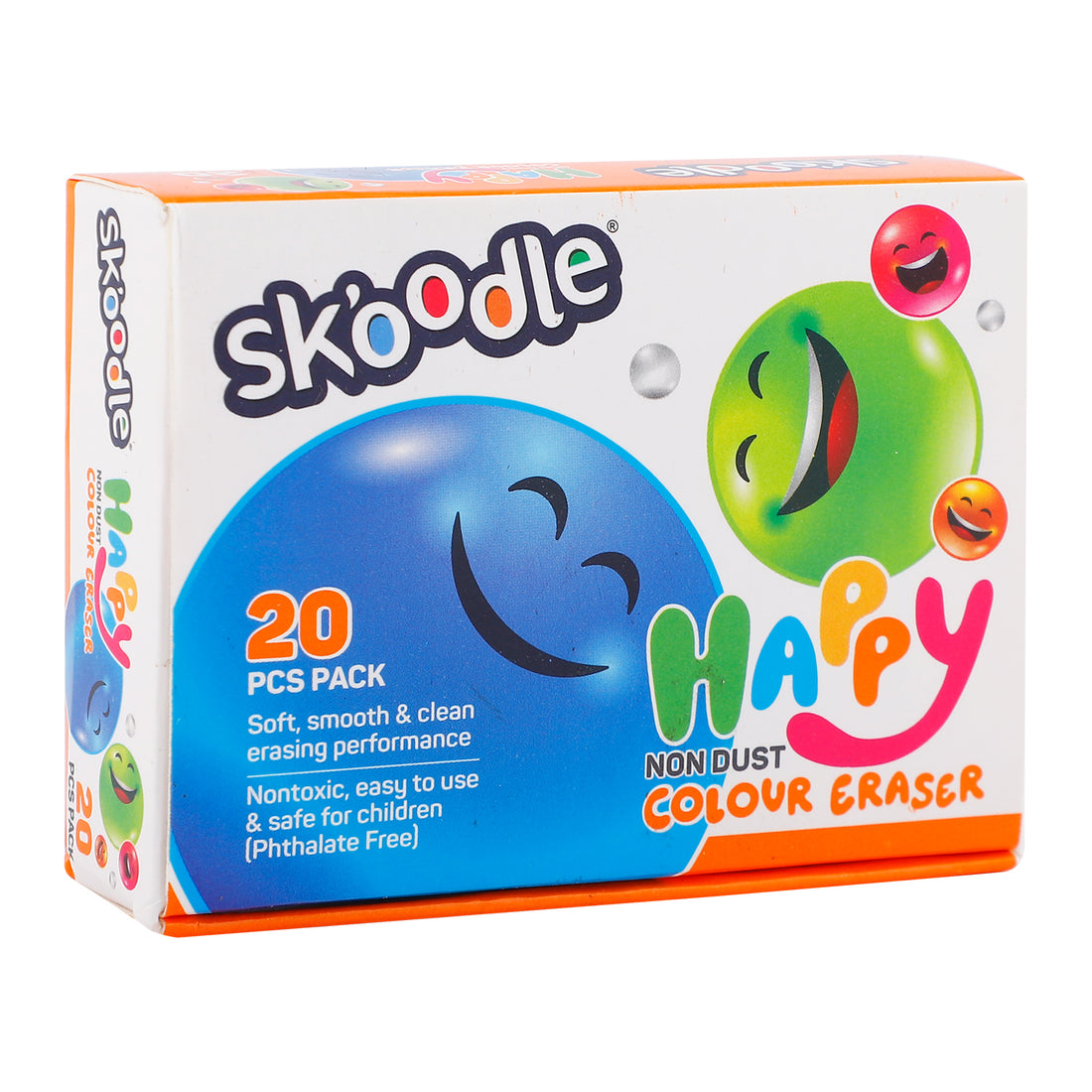 Skoodle Happy Non Dust Colour Erasers – Pack of 20