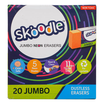 Skoodle 20 Pack Jumbo Dustless Colour Erasers