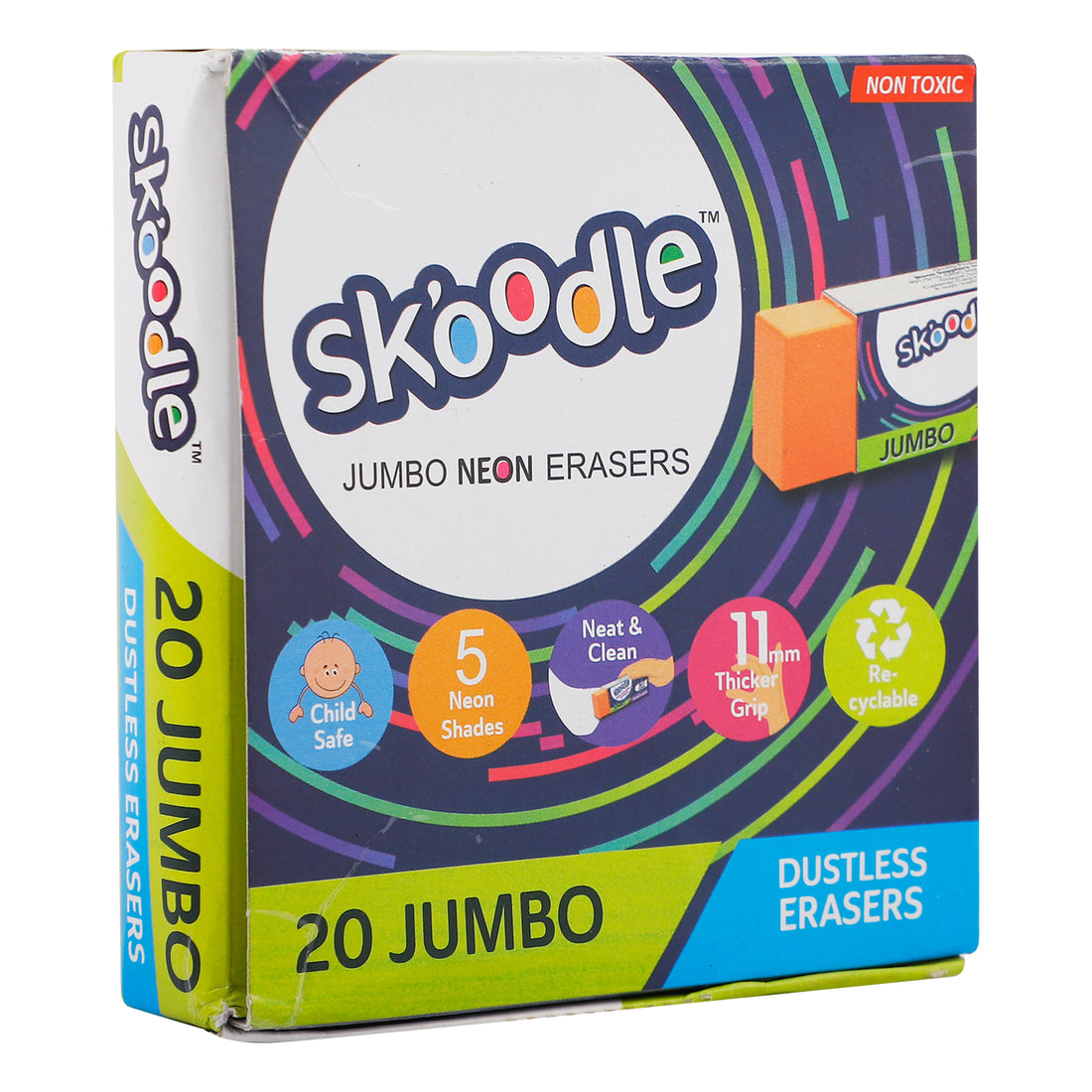 Skoodle 20 Pack Jumbo Dustless Colour Erasers