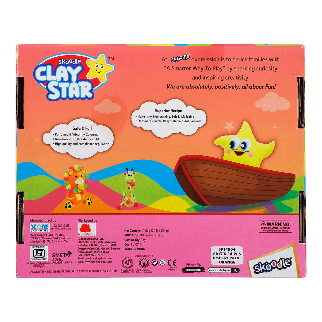 CLAY STAR 60G X 24 PCS DISPLAY PACK ORANGE