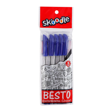 SKOODLE BESTO Classic Blue Ball Pen – 0.7 mm Fine Point, Smooth Writing Pen