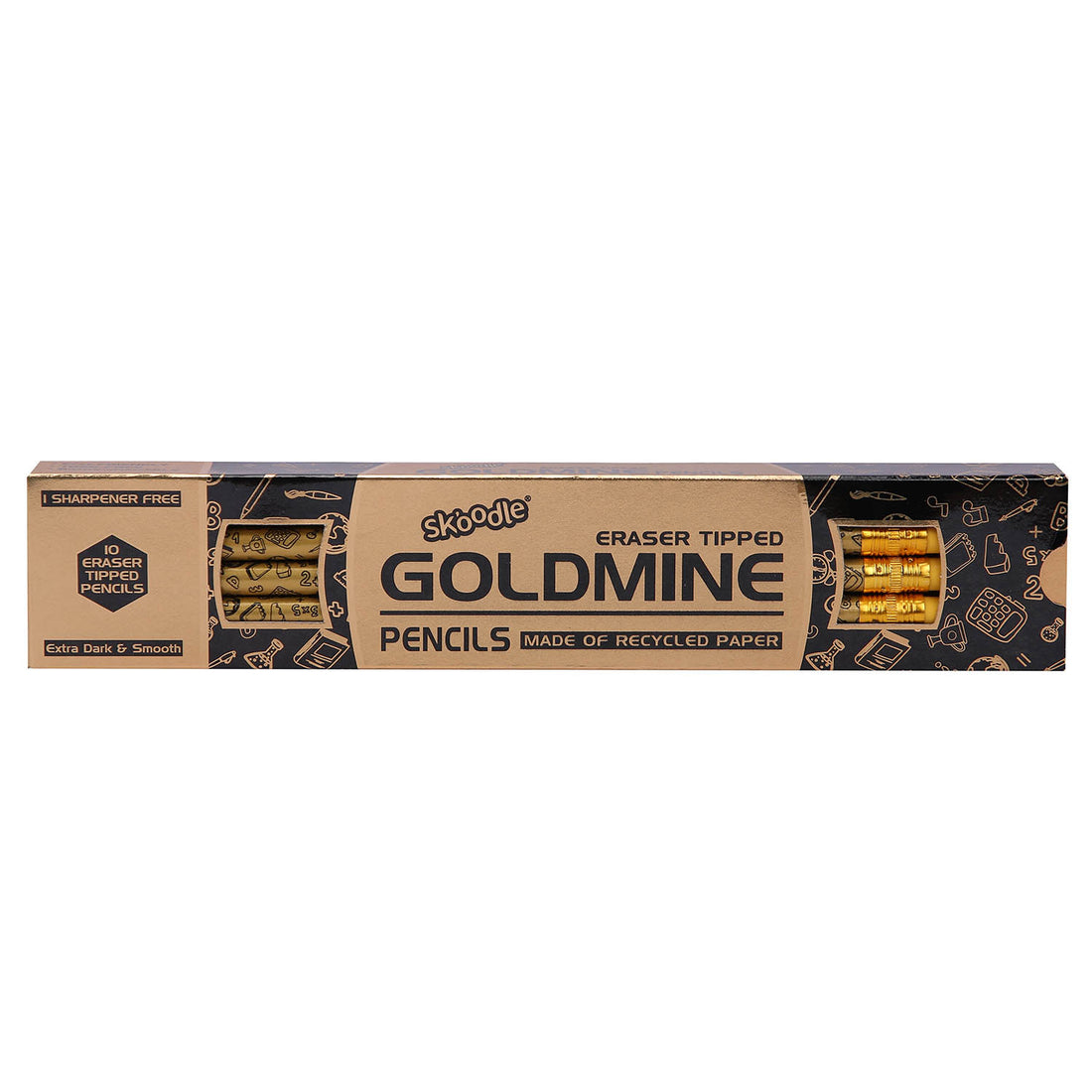 GOLDMINE Rubber Tip Pencil Pack of 10 with Free Sharpener