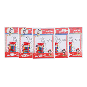 Disney Mickey Colouring Sheets Pack of 5 with 5 Sketch Pens & 1 Sticker Sheet | Kids Colouring Activity Set